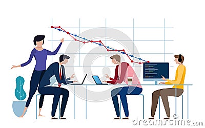 Burn-down chart, Scheme of Agile Methodology. Scrum daily meeting. Development process. Vector Illustration