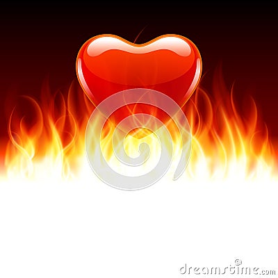 Burn heart flame fire Vector Illustration