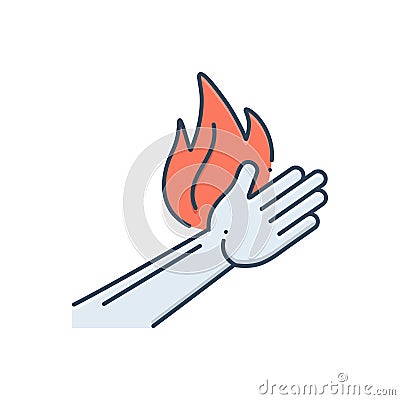 Color illustration icon for Burn injury, burnout and hand Cartoon Illustration