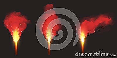 Burn red flare, emergency signal light Vector Illustration