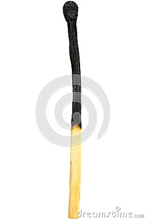 Burned match macro burnt matchstick isolated Stock Photo