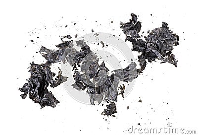 Burned paper on white background, top view Stock Photo