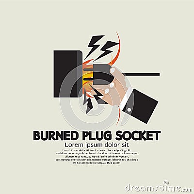 Burned Plug Socket In Hand Vector Illustration