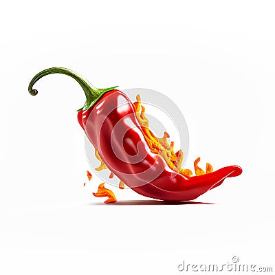 Burned red chili peper on white background. Generative ai Stock Photo