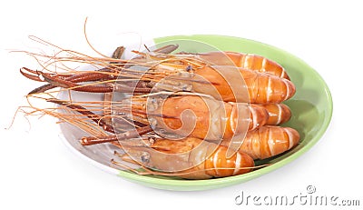 Burned shrimp Or Grilled shrimp and seafood sauce is very tasty in dish Stock Photo