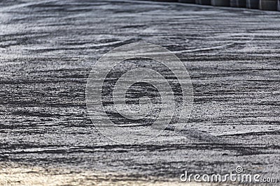 Burned tire rubber from a drift Stock Photo