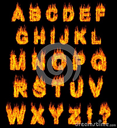 Burning Alphabet Cartoon Illustration
