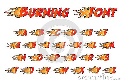 Burning alphabet with flame letters Vector Illustration