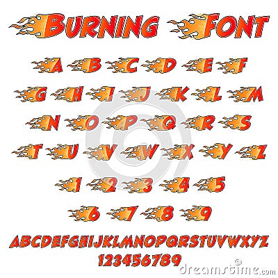 Burning alphabet with flame letters Vector Illustration