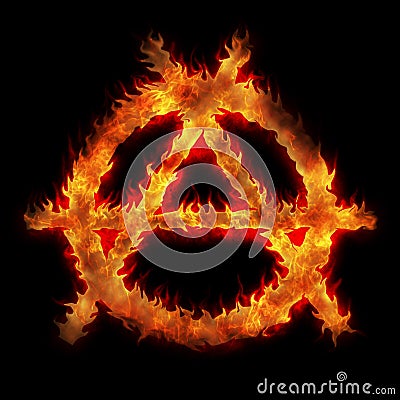 Burning anarchy sign Cartoon Illustration