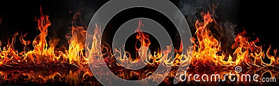 Burning banner, flames and fire Stock Photo