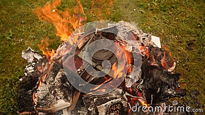 Burning Bible in a fire stock footage. Video of horror - 99912514