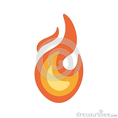 Burning, blazing fire icon. Hot flame symbol. Heat danger and caution sign. Abstract simple campfire pictogram Vector Illustration