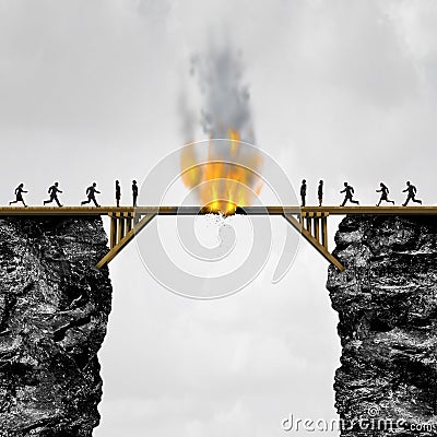 Burning Bridges Concept Cartoon Illustration