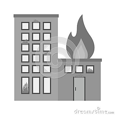 Burning Building Vector Illustration