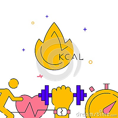 Burning calories, diet flame filled line icon, simple vector illustration Vector Illustration