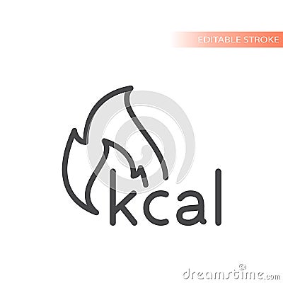 Burning calories and fire line vector icon Vector Illustration