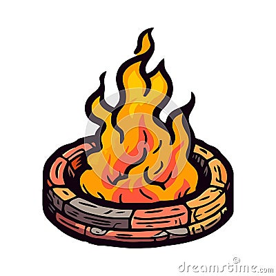 Burning campfire igniting glowing icon Vector Illustration