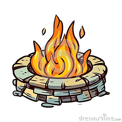 Burning campfire igniting nature dangerous inferno icon Vector Illustration