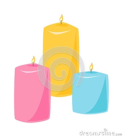 Burning candle flat vector illustration Vector Illustration