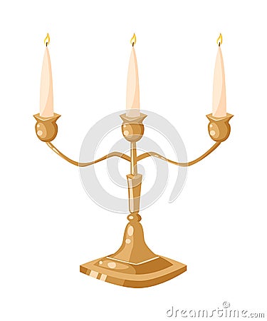 Burning candle flat vector illustration Vector Illustration