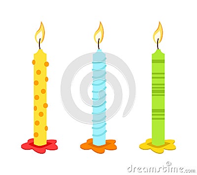 Burning candle flat vector illustration Vector Illustration