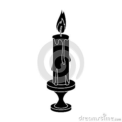 Burning candle from paraffin wax. Easter single icon in black style vector symbol stock illustration. Vector Illustration