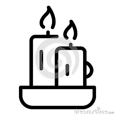Burning candles icon outline vector. Aroma cream Stock Photo