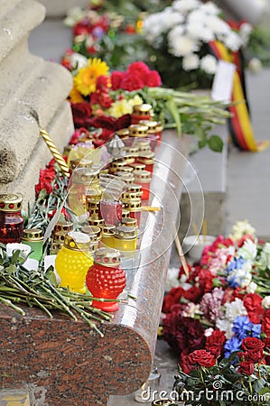 Burning Candles near Oktyabrskaya Metro Station Editorial Stock Photo