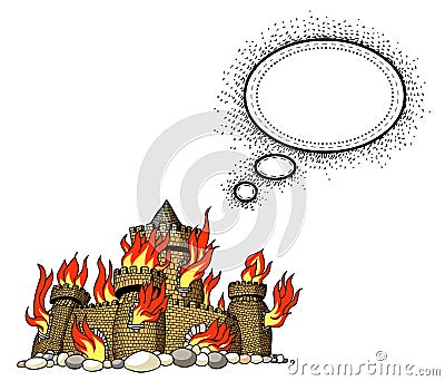 Burning castle-100 Vector Illustration