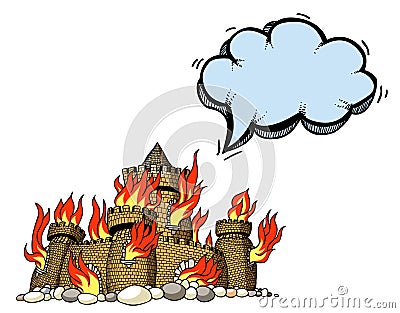 Burning castle-100 Vector Illustration