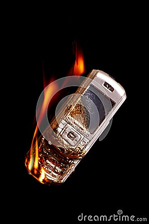 Burning phone Stock Photo