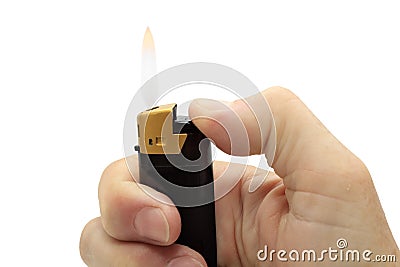 Burning cigarette lighter Stock Photo