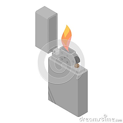 Burning cigarette lighter icon, isometric style Vector Illustration