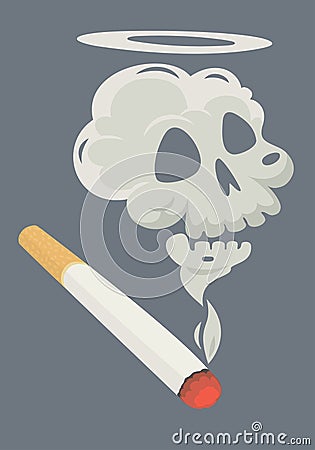 Burning cigarette. Cartoon Illustration