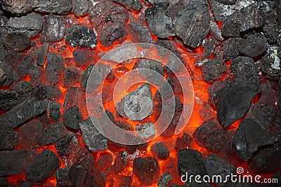 Burning coals Stock Photo