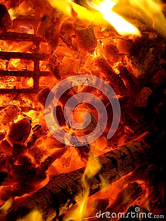 Burning Coals Stock Photo