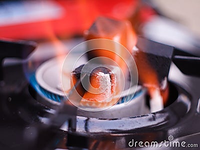 Burning coals for hookah Stock Photo