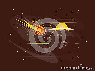 Burning comet in space Vector Illustration