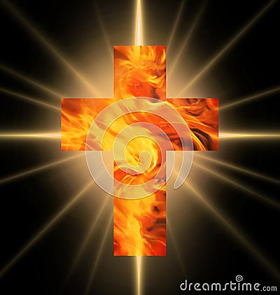 Burning Cross Of Fire Royalty Free Stock Photos - Image: 27209798
