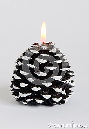 Burning decorative candle. Stock Photo