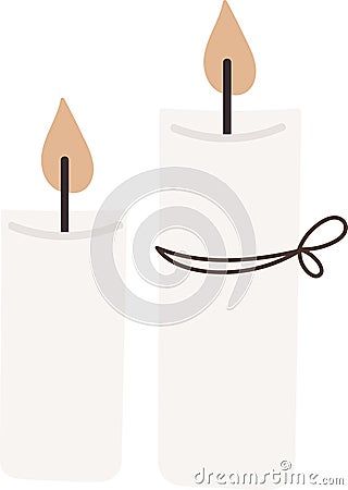 Burning Decorative Candles Vector Illustration