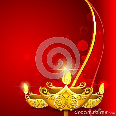Burning Diwali Diya Vector Illustration