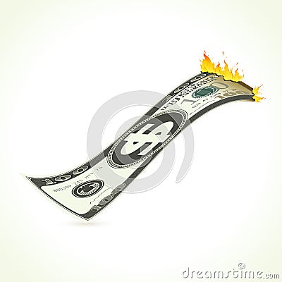 Burning Dollar Vector Illustration