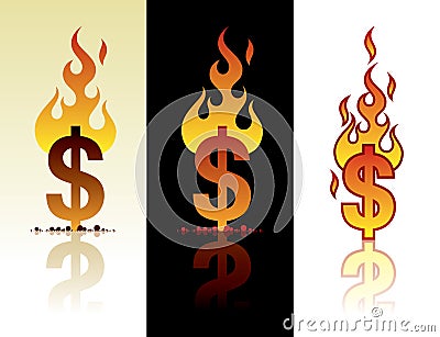 Burning dollar Vector Illustration