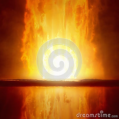 Burning doorway to hell Stock Photo