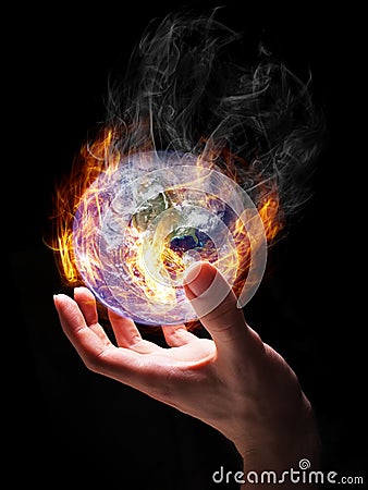 Burning earth Stock Photo