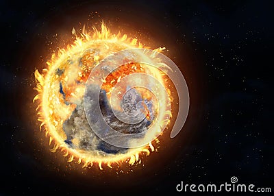 Burning Earth, global warming concept Stock Photo