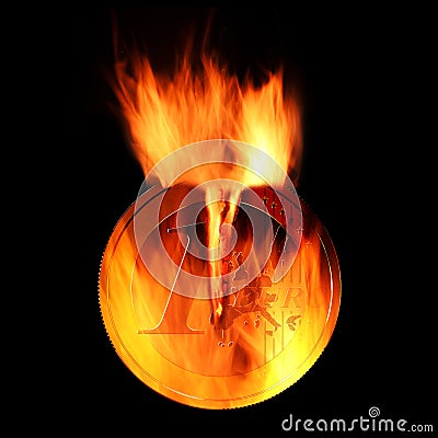 Burning euro Stock Photo