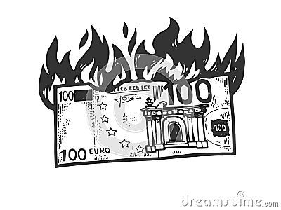 Burning Euro sketch vector illustration Vector Illustration